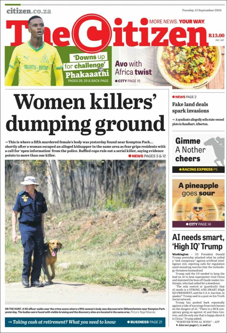 Portada de The Citizen (Sud&aacute;frica)