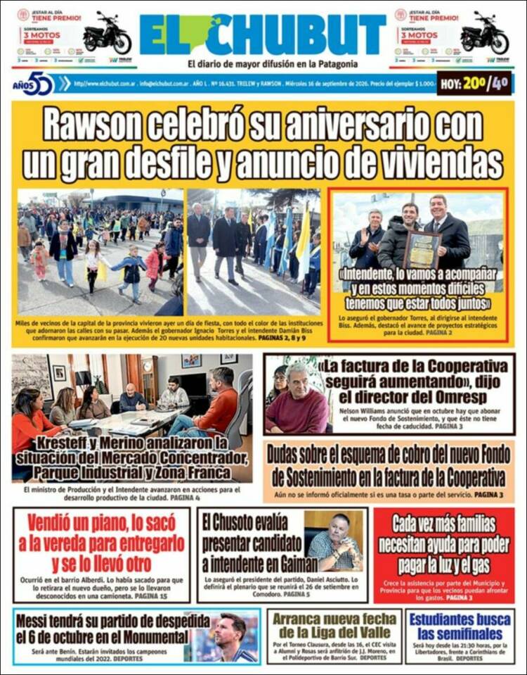 Portada de El Chubut (Argentina)