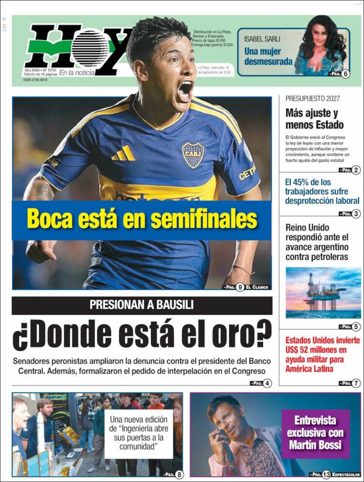 Portada de Diario Hoy (Argentina)