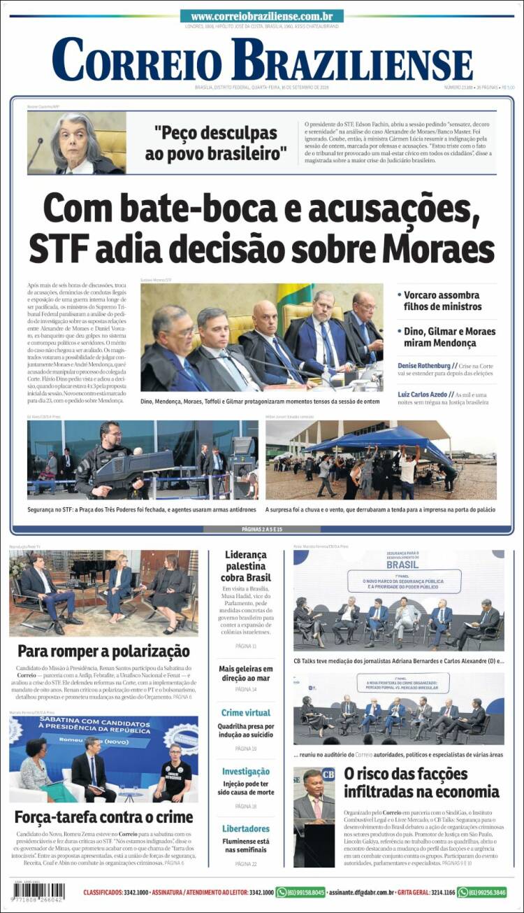 Portada de Correio Braziliense (Brasil)