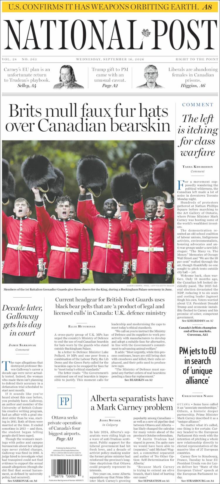 Portada de The National Post (Canad&aacute;)
