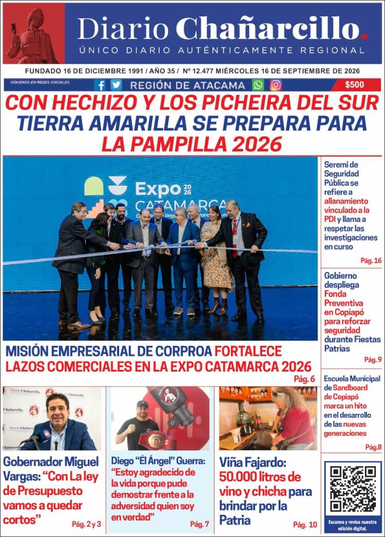 Portada de Diario Chañarcillo (Chile)