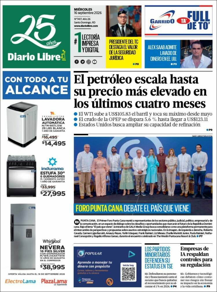 Portada de Diario Libre (R. Dominicaine)