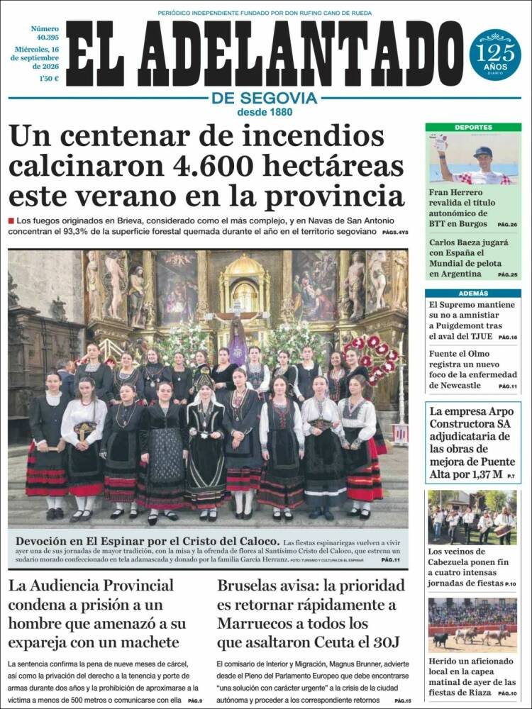 Portada de El Adelantado de Segovia (Espa&ntilde;a)