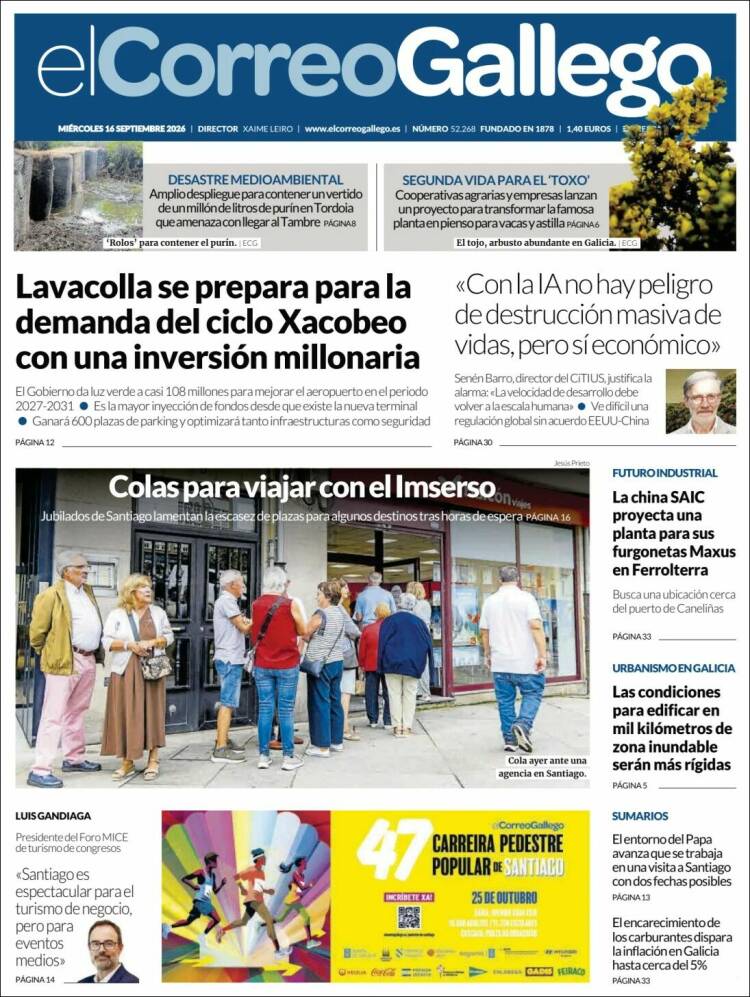 Portada de El Correo Gallego (Espa&ntilde;a)