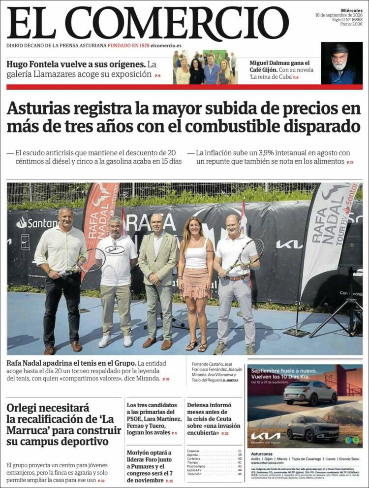 Portada de El Comercio - Gijón (Espagne)