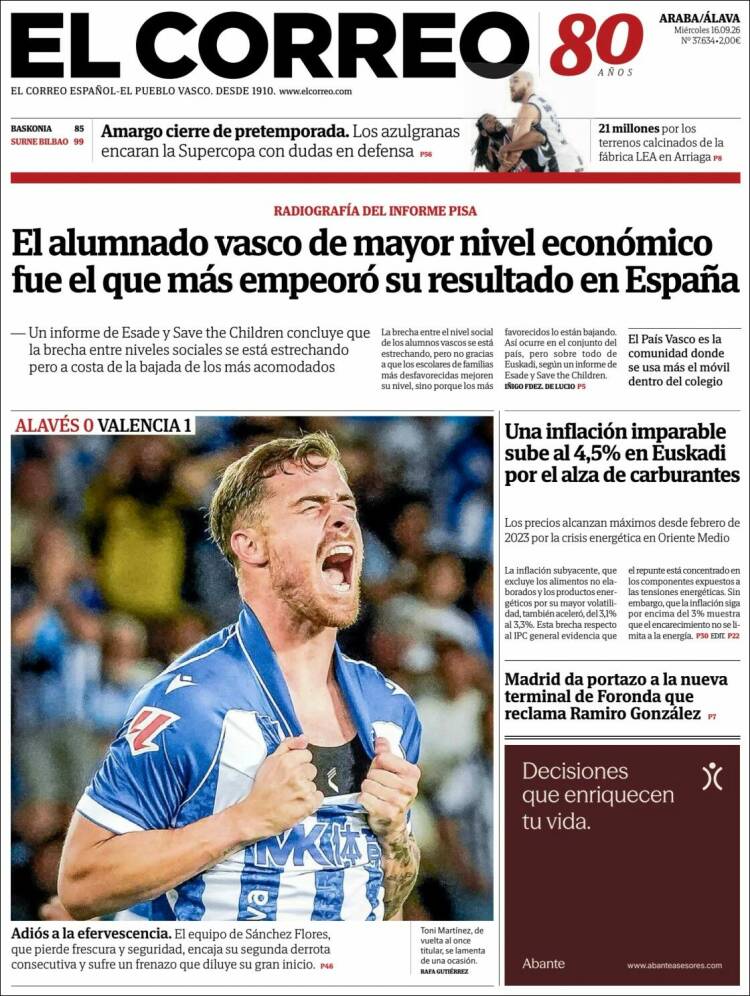 Portada de El Correo - Álava (Espa&ntilde;a)