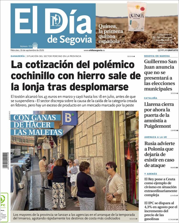 Portada de El Día de Segovia (Espa&ntilde;a)