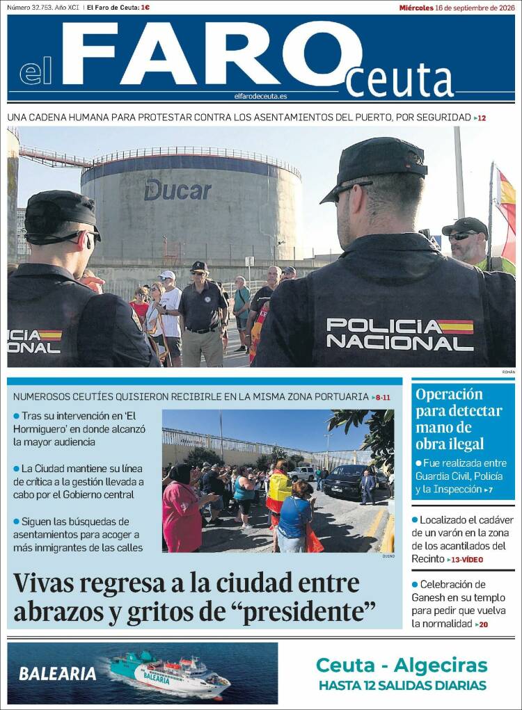 Portada de El Faro de Ceuta (Espa&ntilde;a)