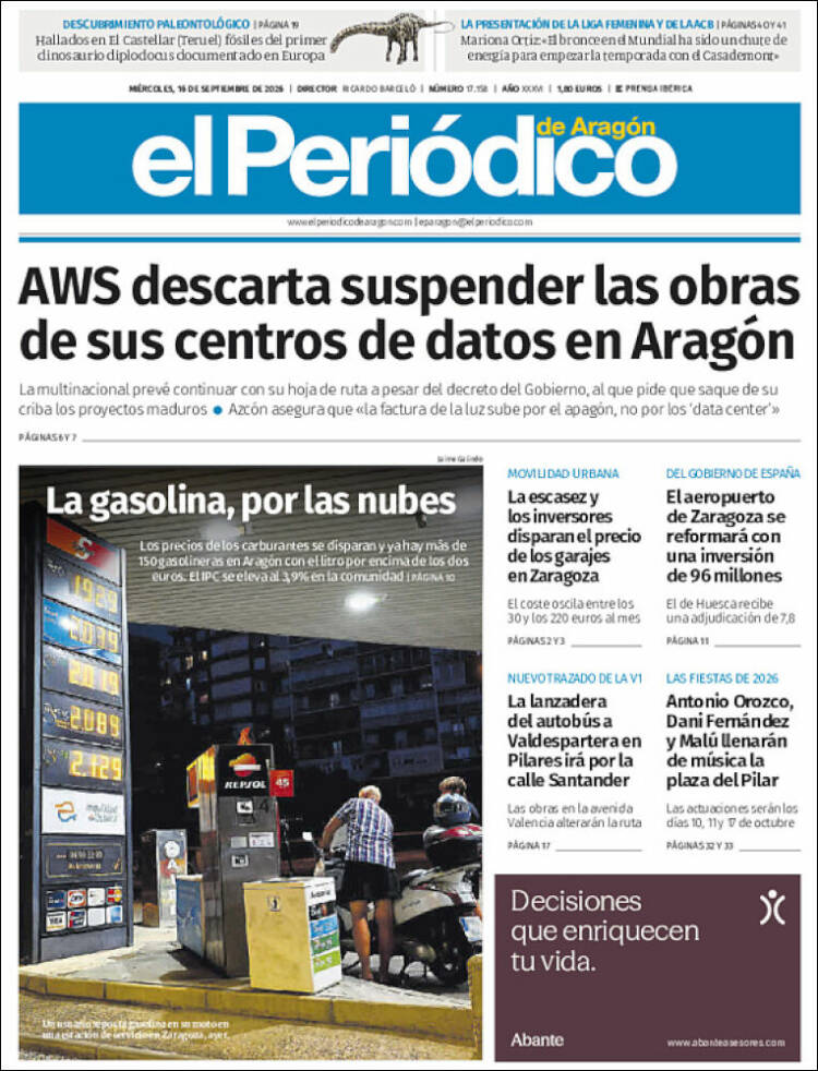 Portada de El Periódico de Aragón (Espa&ntilde;a)