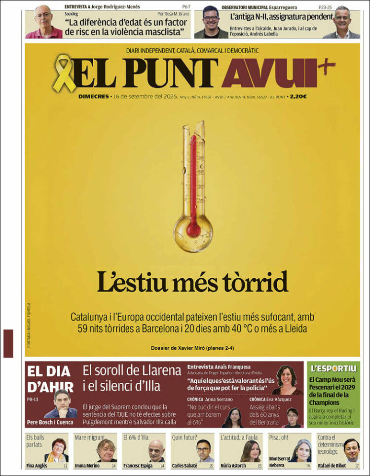 Portada de El Punt Avui (Espagne)