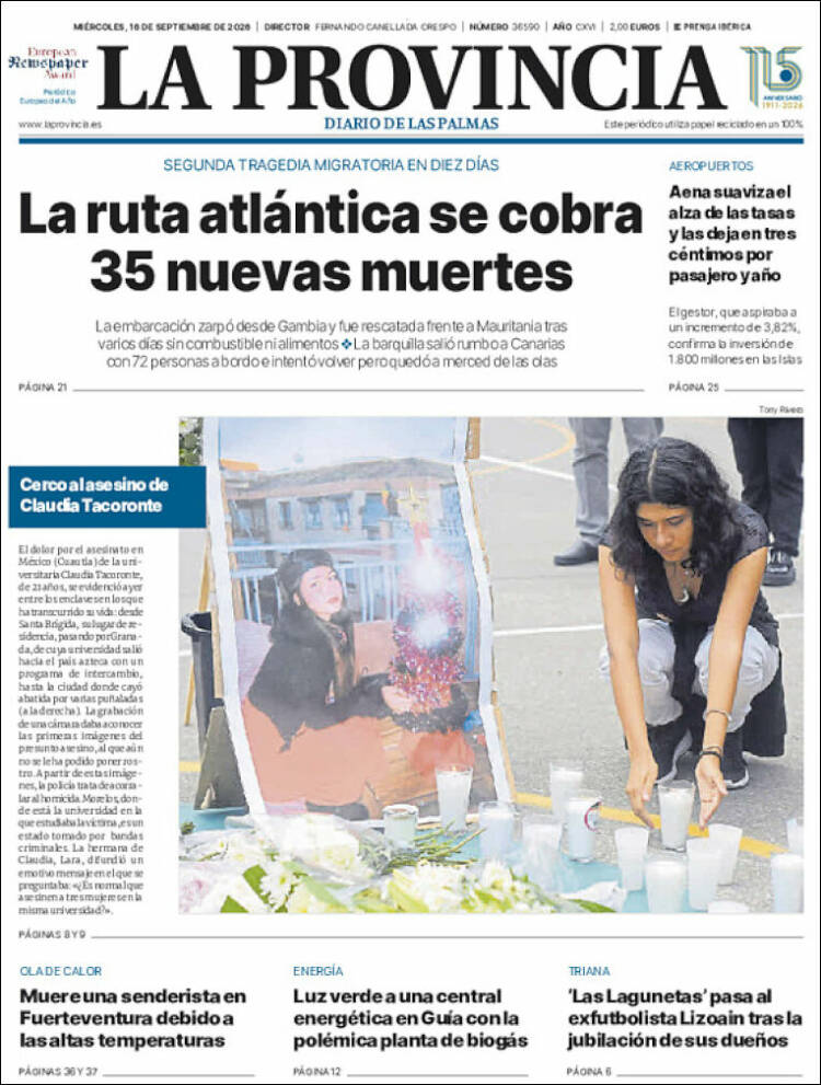 Portada de La Provincia (Espagne)