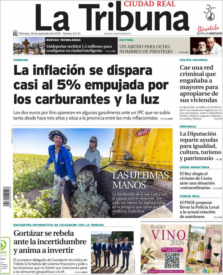 Portada de La Tribuna de Ciudad Real (Espa&ntilde;a)