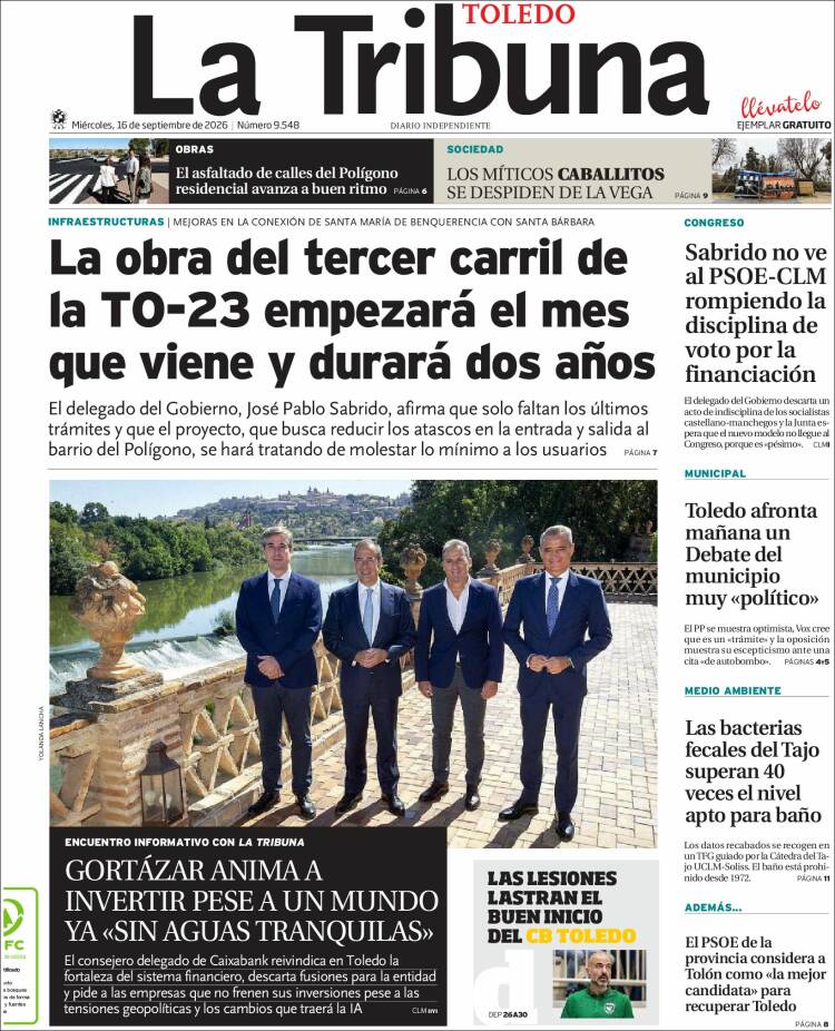 Portada de La Tribuna de Toledo (Espa&ntilde;a)