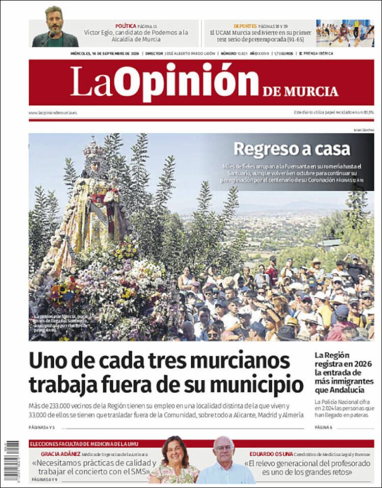 Portada de La Opinión de Murcia (Espa&ntilde;a)