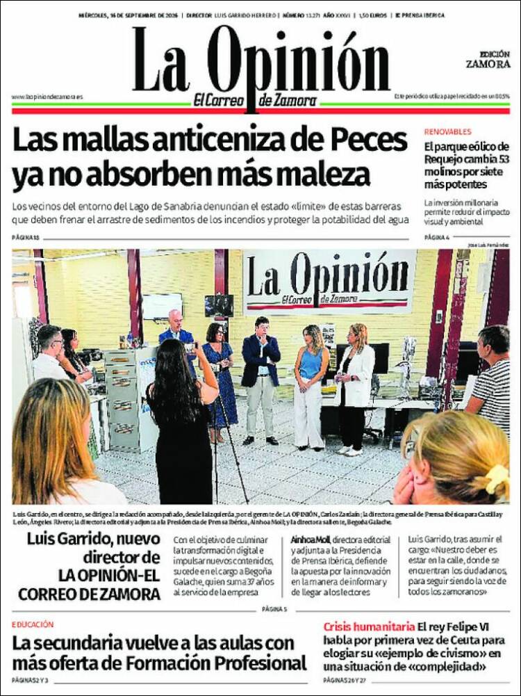Portada de La Opinión - El Correo de Zamora (Espa&ntilde;a)