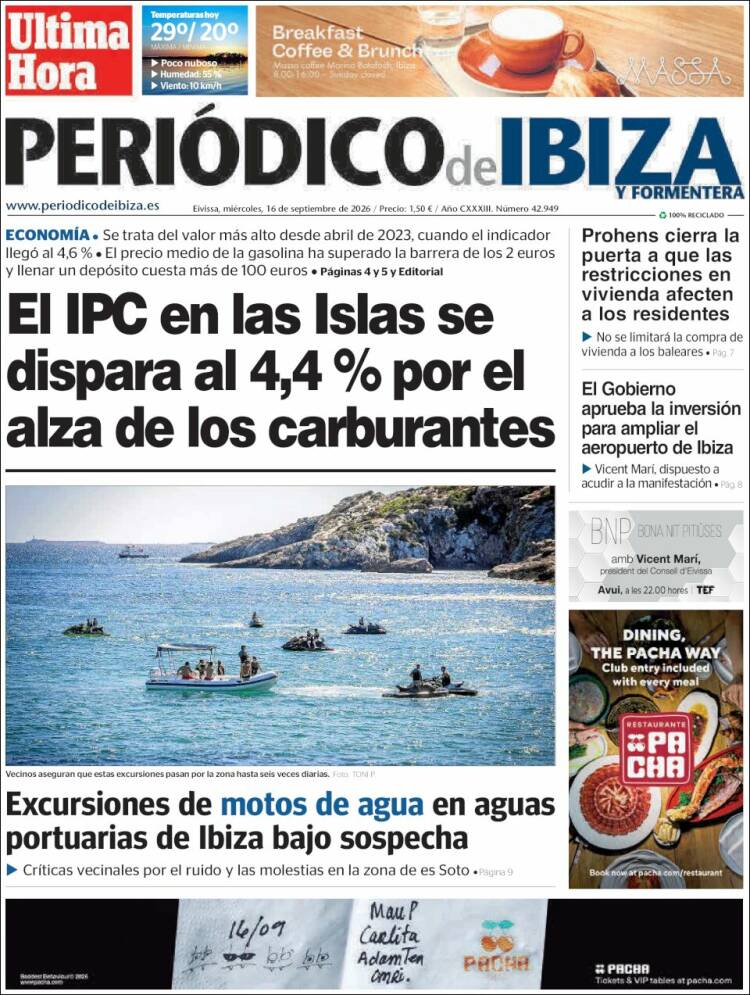 Portada de Periódico de Ibiza (Espa&ntilde;a)