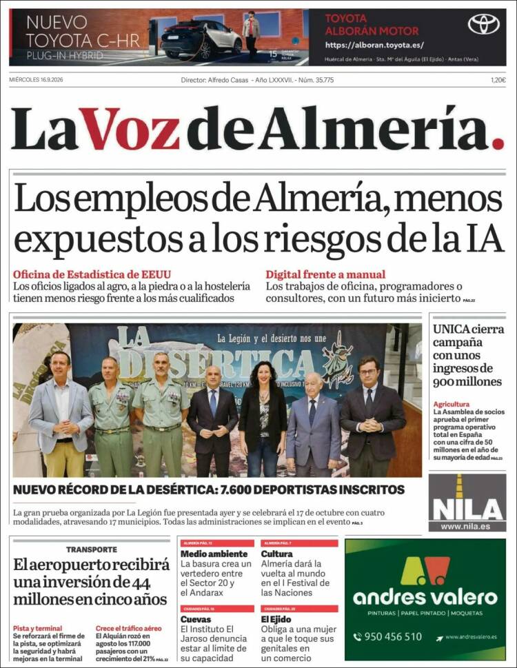 Portada de La Voz de Almería (Espa&ntilde;a)