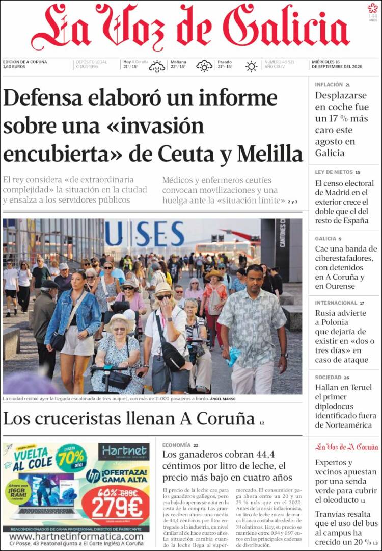 Portada de La Voz de Galicia (Espa&ntilde;a)