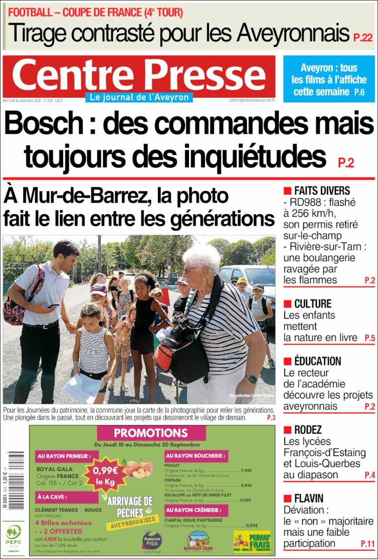 Portada de Centre Presse (Francia)