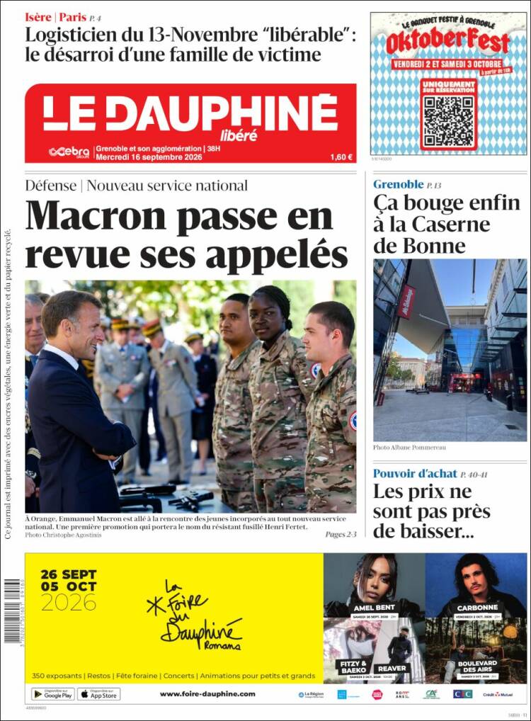 Portada de Le Dauphiné Libéré (Francia)