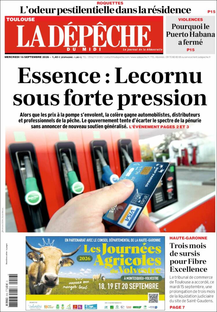 Portada de La Dépêche du Midi (Francia)