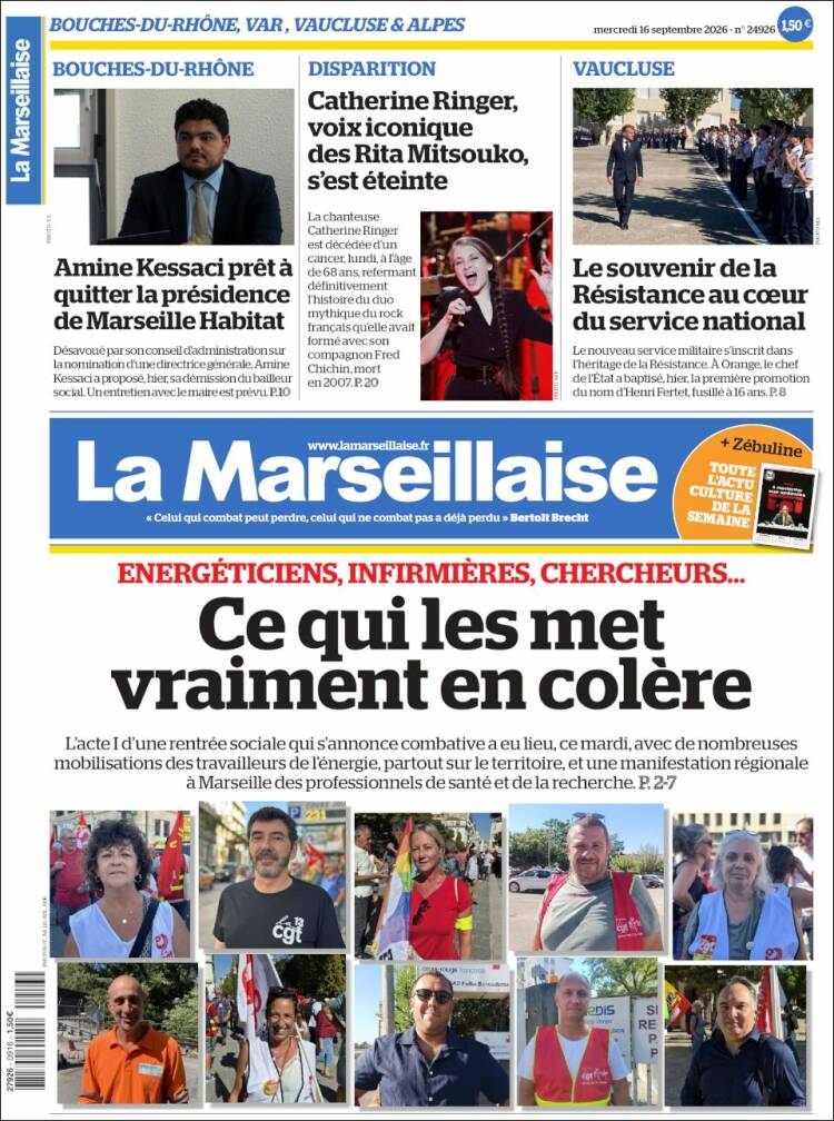 Portada de La Marseillaise (Francia)