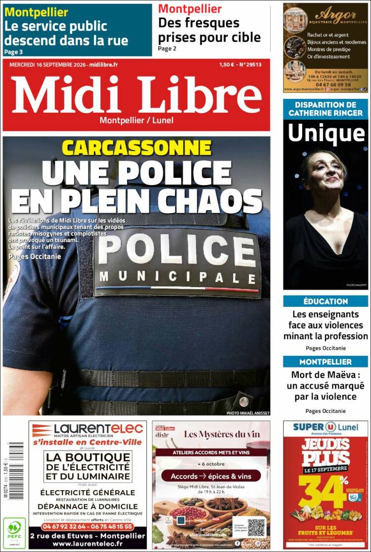 Portada de Midi Libre (Francia)