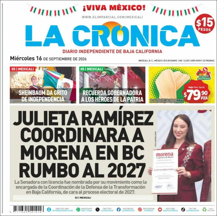Portada de La Crónica de Baja California (M&eacute;xico)