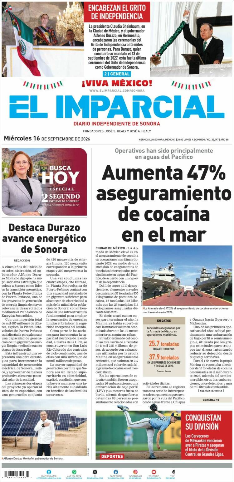 Portada de El Imparcial (M&eacute;xico)