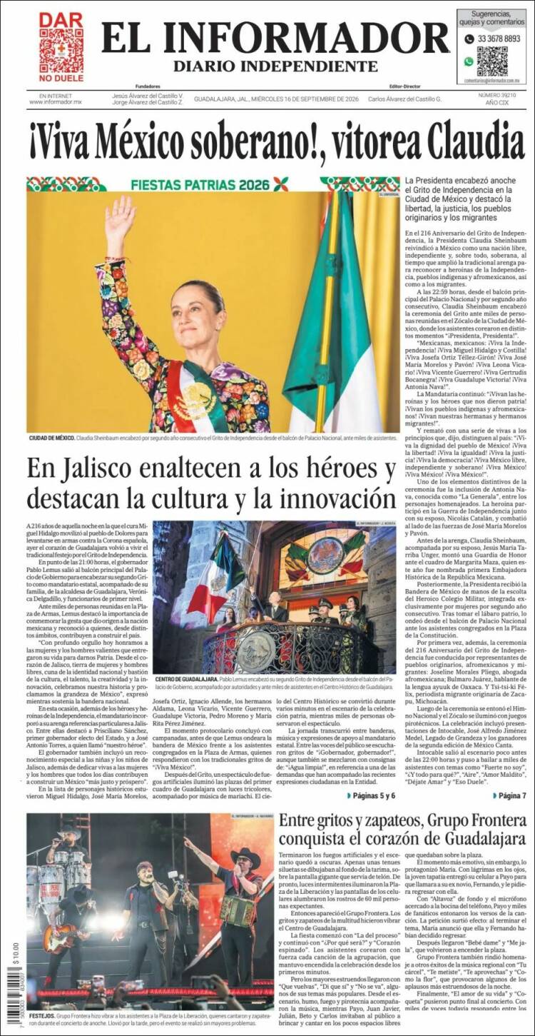 Portada de El Informador (M&eacute;xico)