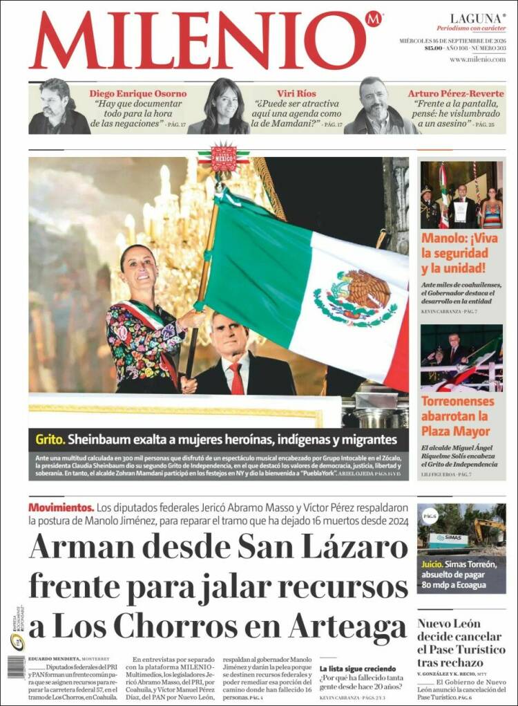 Portada de Milenio - Laguna (M&eacute;xico)