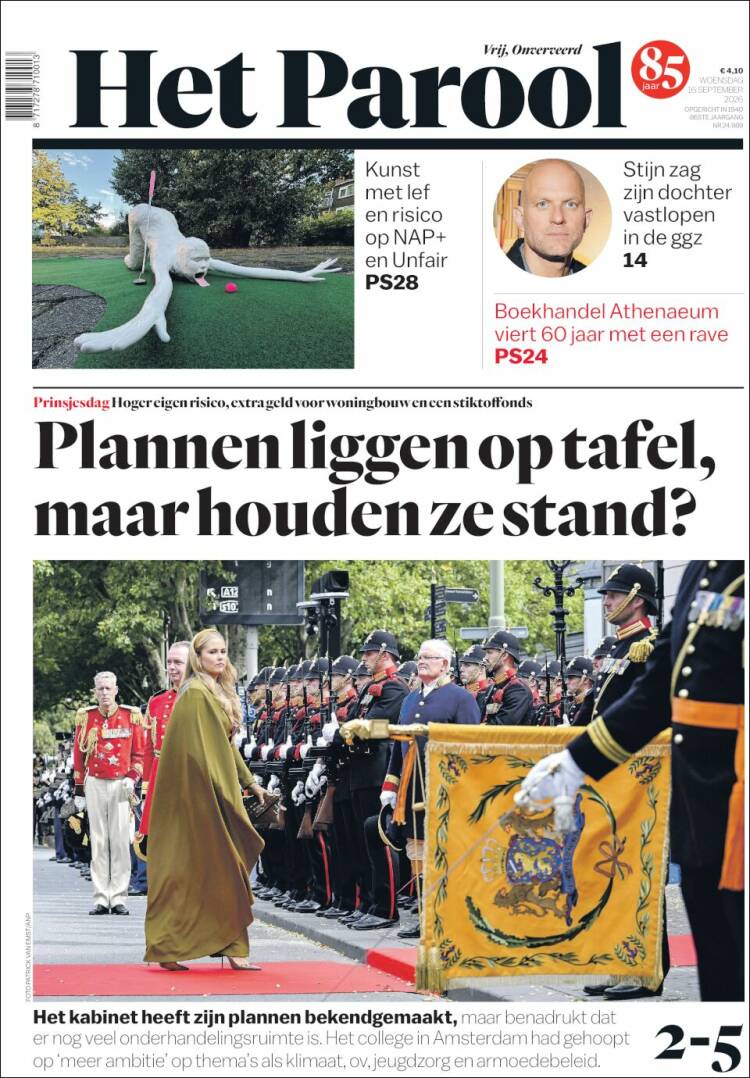 Portada de Het Parool (Pa&iacute;ses Bajos)