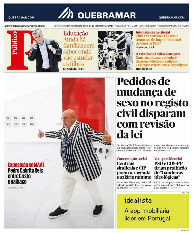 Portada de Público (Portugal)