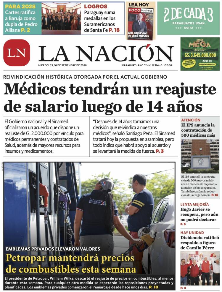 Portada de La Nación (Paraguay)