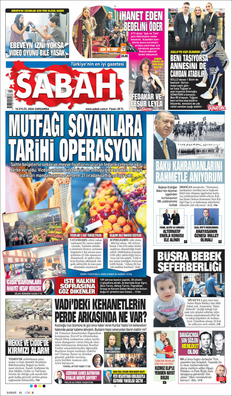 Portada de Sabah (Turqu&iacute;a)