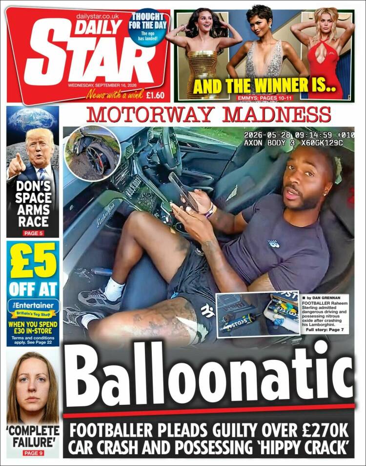 Portada de Daily Star (Reino Unido)