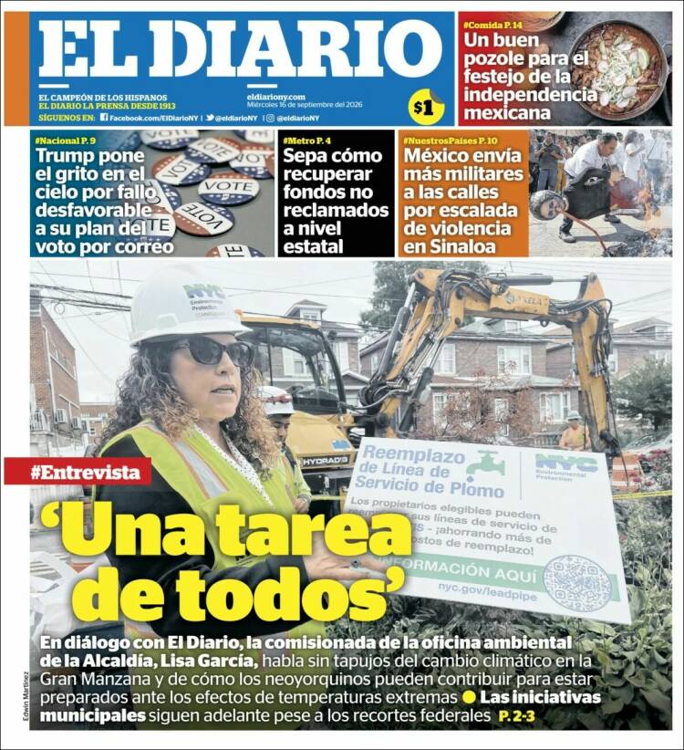 Portada de El Diario NY (USA)
