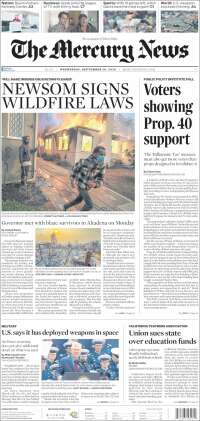 Portada de San Jose Mercury News (USA)