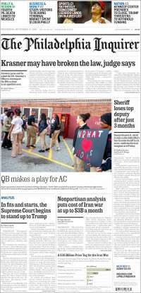Portada de Philadelphia Inquirer (USA)