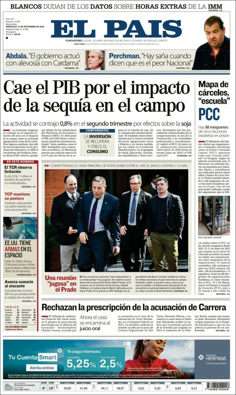 Portada de El País (Uruguay)