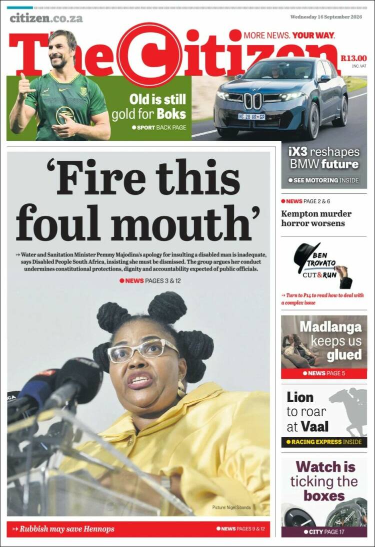 Portada de The Citizen (Sud&aacute;frica)