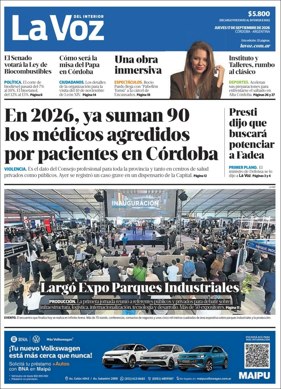 Tapa de La Voz del Interior