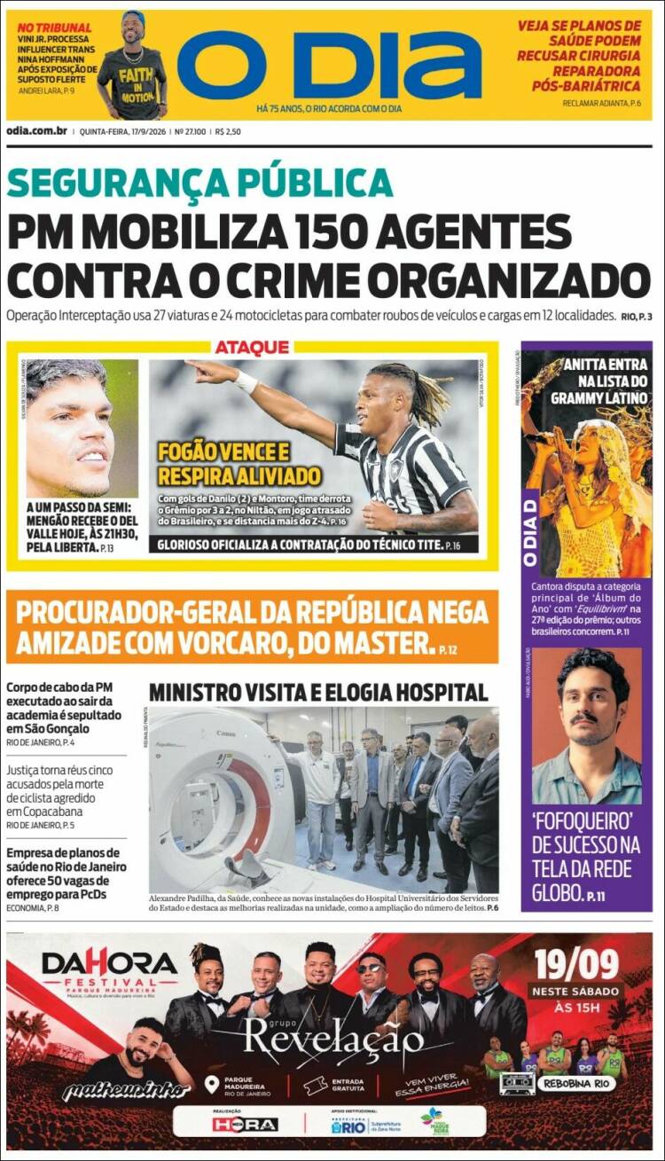 Portada de O Dia (Brasil)