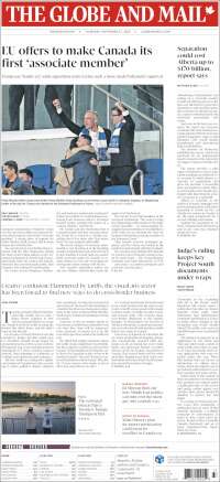 Portada de The Globe and Mail (Canad&aacute;)