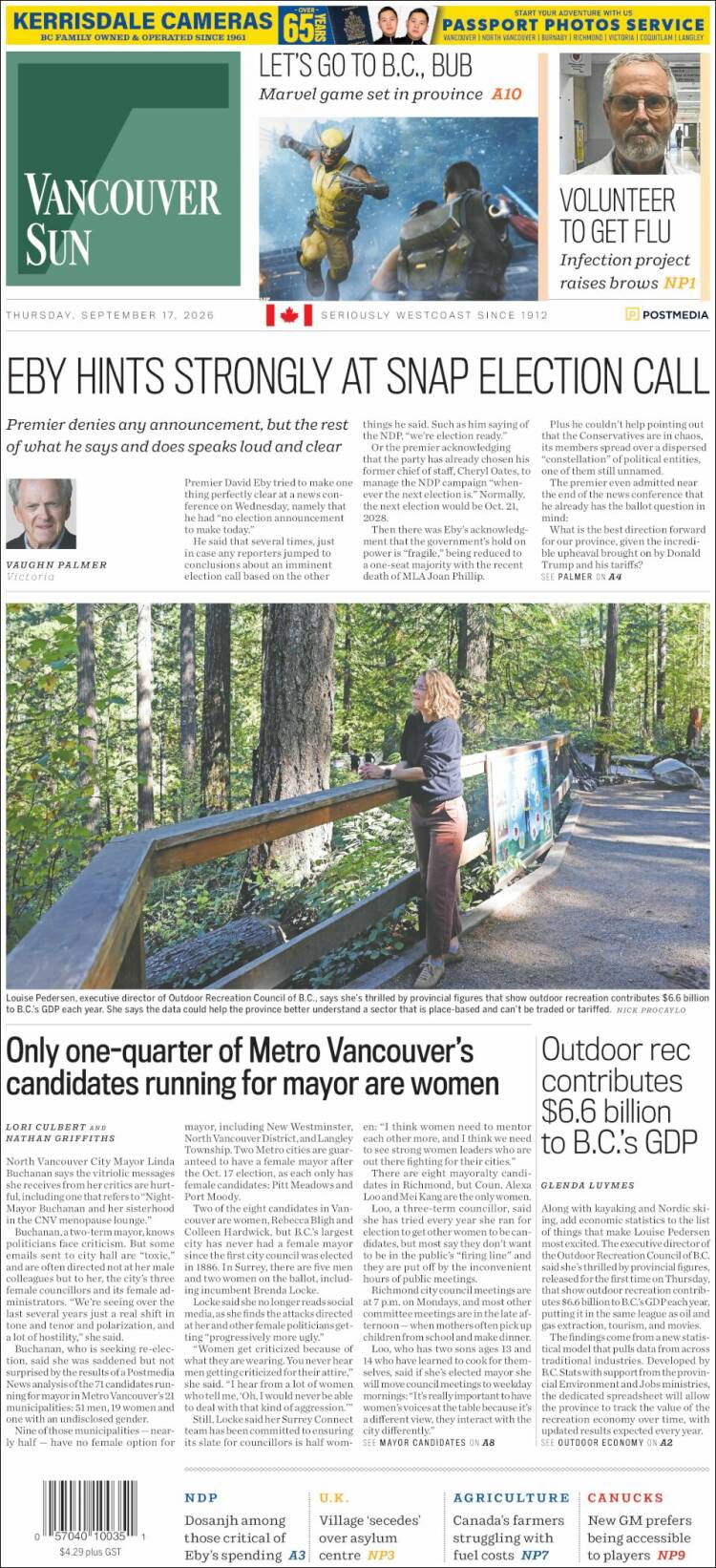 Portada de The Vancouver Sun (Canad&aacute;)