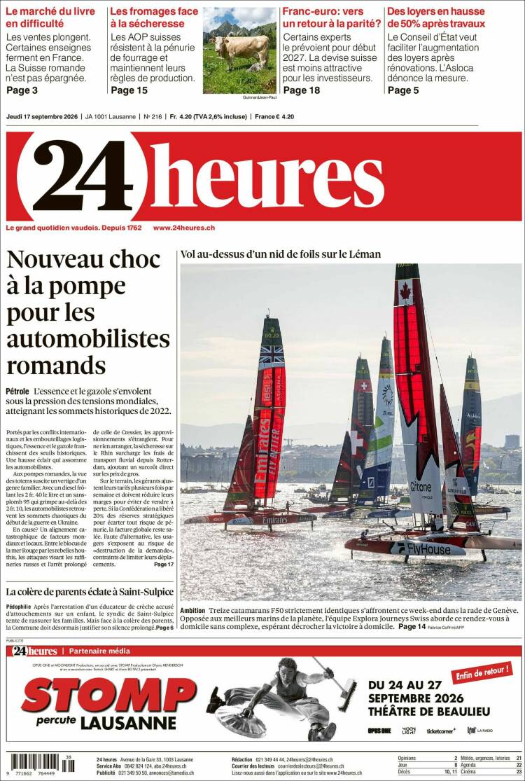 Portada de 24 Heures (Suiza)