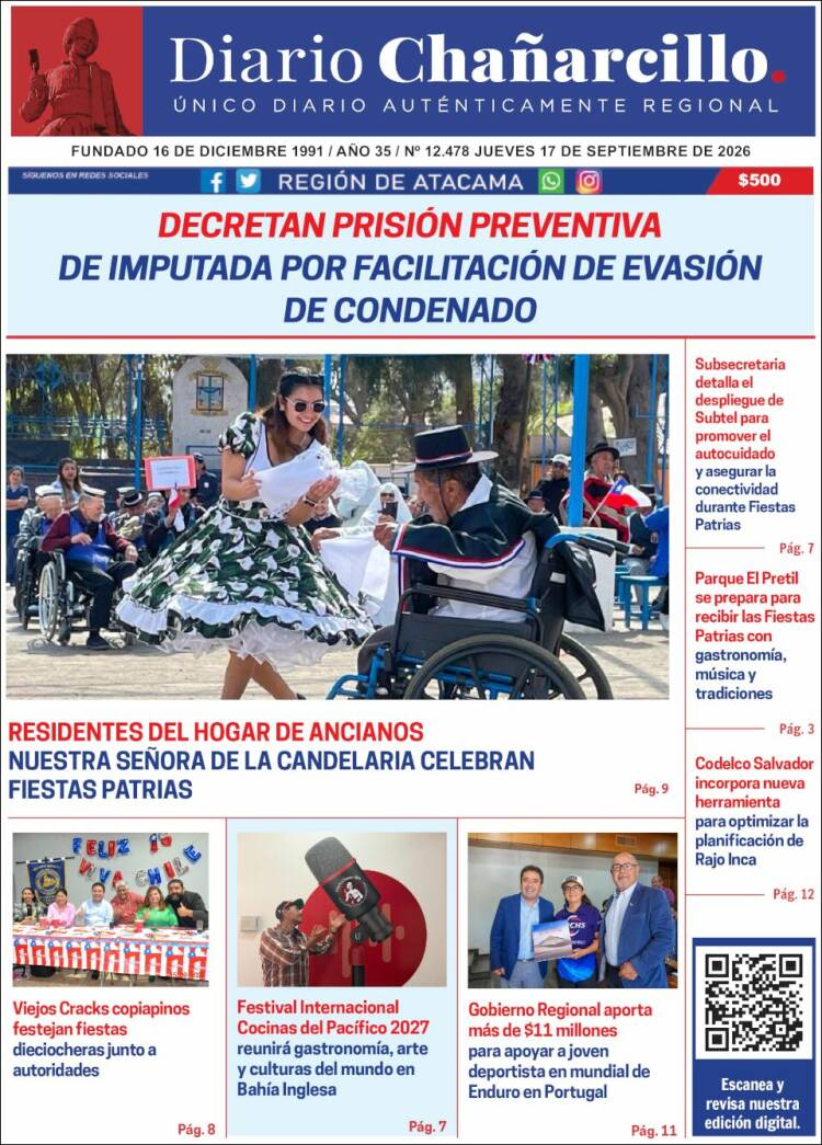 Portada de Diario Chañarcillo (Chile)