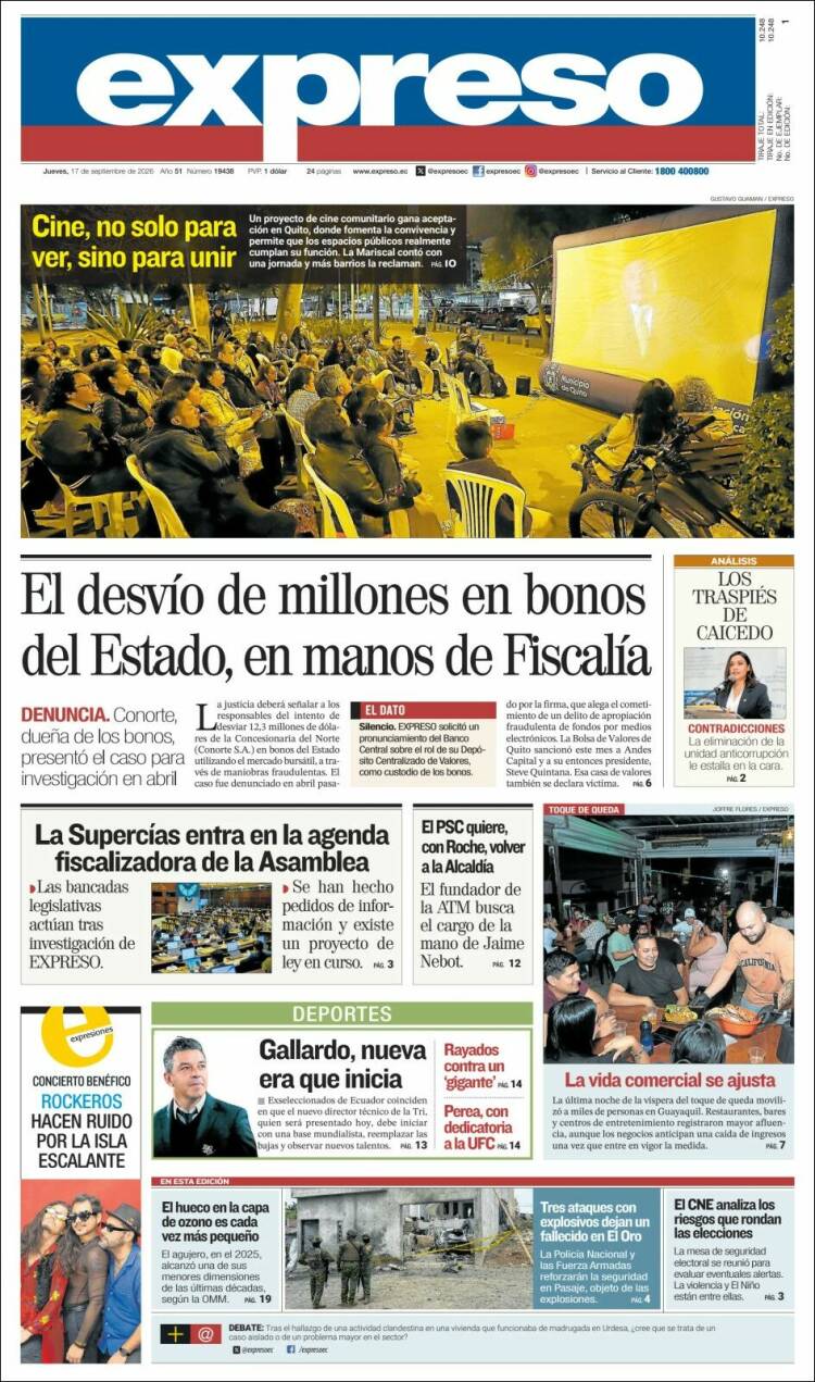 Portada de Expreso (Ecuador)