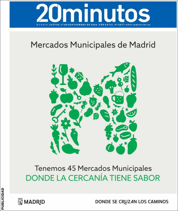 Portada de 20 Minutos - Madrid (Espa&ntilde;a)